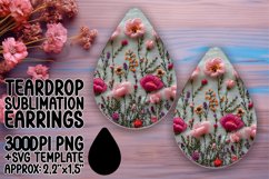 Whimsical Blossom Delight - Teardrop Earring Sublimation Product Image 1