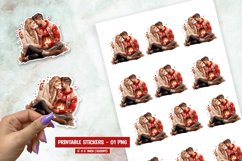 Watercolor valentine day couple sticker png Product Image 1
