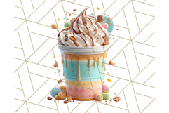 Pastel Coffee Mug Clipart PNG, Latte Iced Coffee Tea Cups Product Image 3