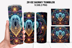 Ghost Skinny Tumbler 20oz Wrap Design, Halloween Tumbler PNG Product Image 1