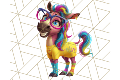Funky Safari Animals PNG Clipart With Rainbow Hair, Cute Png Product Image 3