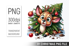 Watercolor Cute Christmas Reindeer Clipart PNG Bundle Product Image 10