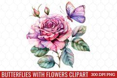 Butterflies With Flowers Clipart Product Image 1