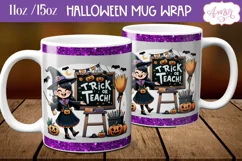Trick or teach mug wrap PNG, Teacher Halloween mug design Product Image 1
