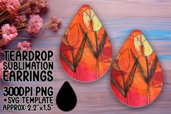 Teardrop Earring Sublimation Design - Bright Flowers Product Image 1