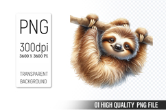 Cute Sloth Clipart PNG, Printable Animals, Wildlife Design Product Image 1