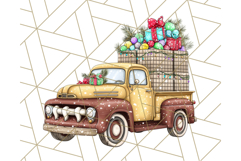 Vintage Christmas Truck Clipart PNG, Retro Holiday Vehicle Product Image 3