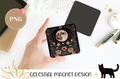 Celestial Moon Magnet, Flowers Magnet Design, Celestial PNG Product Image 1