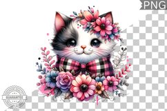 Cat With Flowers Sublimation - Clipart PNG Design Product Image 1