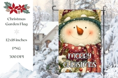 Merry Christmas Snowman Garden Flag PNG, Winter Garden Flag Product Image 1
