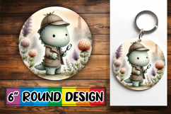 Unique Circle Keychain Magic PNG, Cute Dino Product Image 1