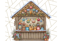 Cozy Christmas Market Stall Clipart PNG, Holiday Art Png Product Image 3