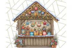 Cozy Christmas Market Stall Clipart PNG, Holiday Art Png Product Image 3
