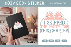 Printable Cozy Book Lover Sticker | I Skipped The Party Product Image 1