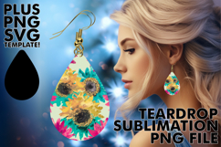 Cozy Teardrop Earrings Sublimation, Flower Pattern Product Image 1