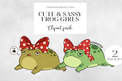 Cute Sassy Frog Girls PNG Clipart, Sublimation PNG. Product Image 1