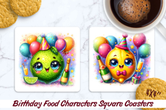 Birthday Food Square Coaster PNG 4x4, Sublimation BUNDLE. Product Image 20
