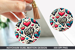 Heart Love Keychain Sublimation - Valentine Keychain PNG Product Image 1