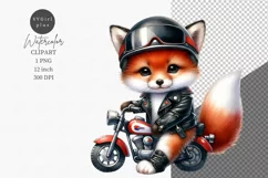 Fox biker, Fantasy clipart, Watercolor clipart, Biker Product Image 1