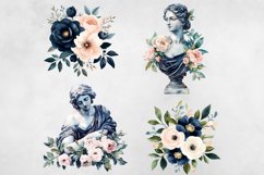 Dark Blue &amp; Blush Pink Flowers Clipart PNG. Product Image 3
