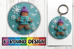 Holiday 3D Gingerbread Man Round Design Keychain Product Image 1
