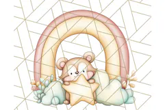 Pastel Plushie Rainbow Clipart PNG, Nursery Baby Animals Png Product Image 3