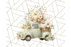 Vintage Truck Pumpkin and Fall Flowers PNG Clipart, Autumn Product Image 3