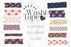 12 Digital Watercolor Flowers Washi Tape, Flowers Stickers Product Image 1