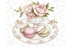 Pastel Tea Clip Art PNG with Sweets and Floral Accents Png Product Image 3