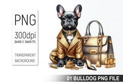 Watercolor Cute Bulldog Clipart PNG Bundle, Bulldog Art Product Image 15