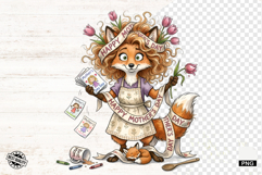 Whimsical Fox Mom PNG - Fox Clipart Product Image 1