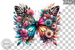 Vibrant Floral Butterfly Sublimation - Clipart PNG Design Product Image 1