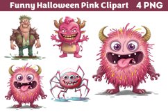 Funny Halloween Pink Clipart PNG Product Image 1