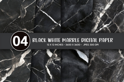 Black White Marble Digital Paper Product Image 1