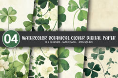 Watercolor Botanical Clover Digital Paper Product Image 1
