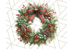 Christmas Wreath Clipart, Holiday Greenery PNG Illustrations Product Image 3