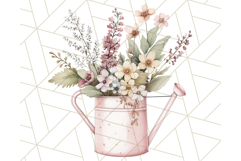 Watering Can Flowers PNG, Rustic Floral Watercolor Clipart Product Image 4