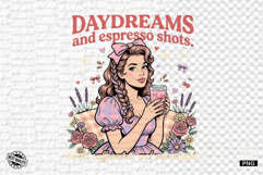 Coquette Summer Girl &amp; Coffee PNG Product Image 1