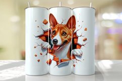 Basenji Peeking from the Cracked wall Tumbler Wrap Product Image 1