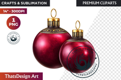 Christmas Baubles Clipart, Festive Holiday Ornaments PNG Product Image 1