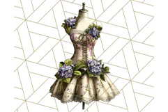Couture Floral Dress Form PNG Clipart, Vintage Style Flowers Product Image 3
