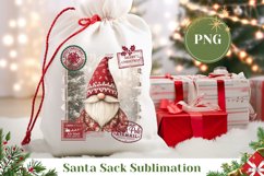 Christmas Gnome Santa Sack Print, Christmas Gift Bag Product Image 1