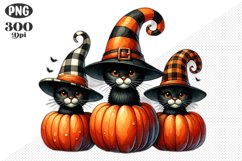 Halloween Cat And Pumpkin Sublimation - Clipart PNG Design Product Image 1
