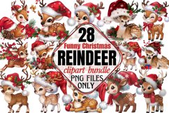 Funny Christmas Reindeer Clipart Bundle PNG Product Image 1