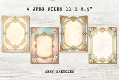 4 Rococo Stained Glass Border Page Pastel Ornate Frame Product Image 2