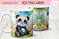 Cute baby panda bear mug wrap PNG for sublimation Product Image 3