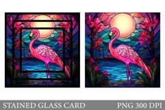Stained Glass Flamingo Card. Stained Glass Card Sublimation Product Image 1