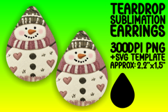 Trendy Teardrop Earrings Design PNG Artwork , Snowman Product Image 1