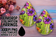Vibrant Floral Teardrop Earring PNG Product Image 1