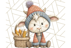 Fall Farm Animal Clipart, Autumn Barnyard PNG Illustrations Product Image 3